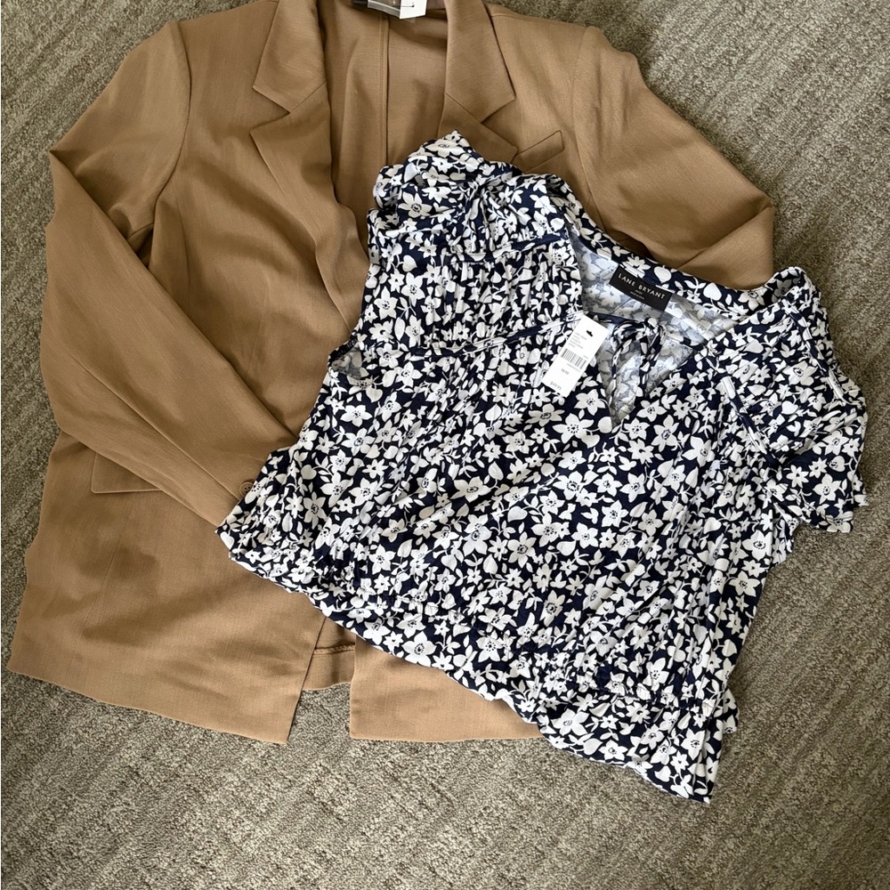 NWT- Lane Bryant Camel Blazer and summer top